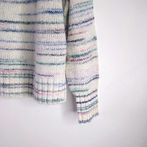 Old Navy - Ivory / pastel high neck Wool Blend  long Sleeve Sweater - size XS - Picture 2 of 6